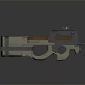 Futuristic Sci Fi Weapon Design Featuring Beige Gray Body Wooden Panel And Tactical Scope