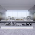 Modern Cultural Center Interior Design Showcasing Exhibition Models In Glass Display Cases