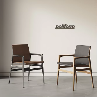 POLIFORM Modern Single Chair Combination Leather Single Chair Wood Dining Chair Leisure Chair Book Chair Armchair 3d model