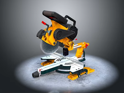 Yellow Miter Saw With Adjustable Base And Sharp Cutting Blade For Home Use 3d model