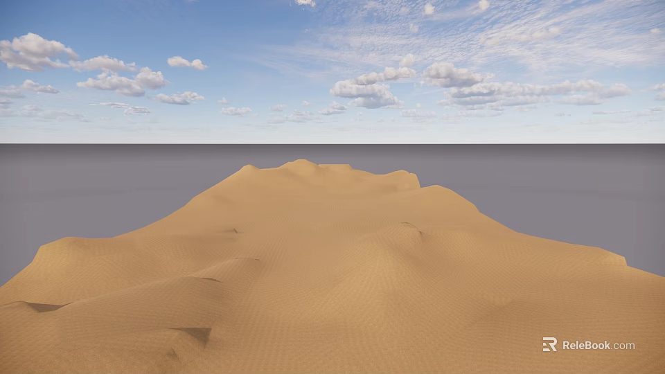 Scenic Desert Landscape with Rolling Sand Dunes Blue Sky and White Clouds 3d model 