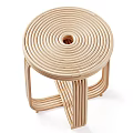 Modern Minimalist Wooden Stool With Curved Legs And Round Seat For Home Decor