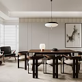 Modern dining table and chair combination 3d model