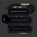 Stacked Black Electronic Devices With Circular Buttons Labels And Yellow Interior Parts