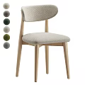 Modern Minimalist Dining Chair With Curved Backrest Wooden Legs And Upholstered Seat