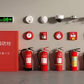 Essential Fire Safety Equipment With Hydrant Cabinet Fire Extinguishers Exit Sign Smoke Detectors Alarm Buttons