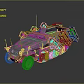 Military Armored Tank With Orange Storage Boxes Heavy Duty Tracks And Antenna