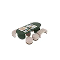 Green Oval Table and Chair Set with Spherical Bases Yellow Dots Beige Cushioned Stools