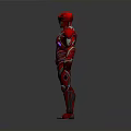 Red Sci Fi Warrior Character With Glowing Chest Core And Armored Suit 3d model