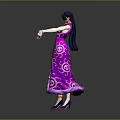 Elegant Female Character In Purple Dress With Skull Patterns Holding Heart Shaped Object