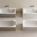 Elegant Modern Bathtubs Interior Design With Marble Base And White Ceramic 3d model
