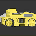 Bright Yellow Tank Shaped Toy Car With Black Details And Rolling Wheels