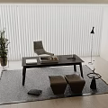 Modern Dark Wood Office Desk With Minimalist Furniture Decor For Bright Comfortable Home Working Space