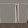 Minimalist Beige Linen Curtains Hanging On Wall Rail For Modern Home Interior