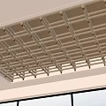 Stylish Interior Wooden Grid Ceiling Design With Cross Beams And Metal Fasteners 3d model