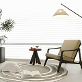 Modern Leisure Chair Single Sofa Side Floor Lamp 3d model