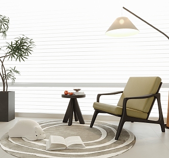 Modern Leisure Chair Single Sofa Side Floor Lamp 3d model