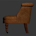 Vintage Brown Leather Sofa With Tufted Backrest And Seat On Elegant Wooden Legs