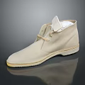 Beige High Top Casual Shoes With Lace Up Design And Rubber Sole