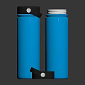 Two Blue Thermal Insulated Vacuum Flasks For Daily Use With One Lid Placed Beside