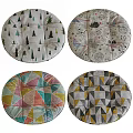 Round Decorative Seat Cushions With Tree Prints And Geometric Patterns For Home Use