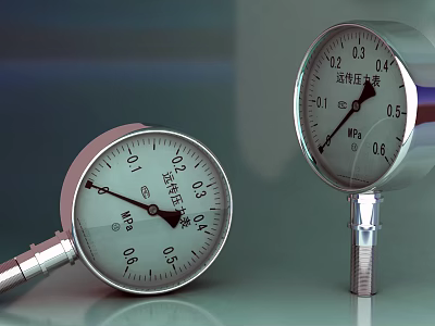 Industrial Equipment Precision Stainless Steel Pressure Gauges With MPa Scale 3d model