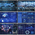 Data Visualization Dashboards with World Map City Skyline Charts and Graphs for Business Monitoring