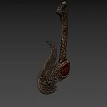 Decorative Axe with Intricate Carved Patterns Red Gemstone on Head and Ornate Handle Design