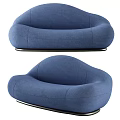 Blue Multi Person Sofa With Modern Unique Shape Fabric Upholstery And Metal Base