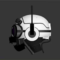 Futuristic Robot Head With White Body Black Details Top Antennas And Large Purple Eyes