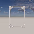 Detailed Carved White Frame With Ornate Corner Patterns For Decorative Sculpture