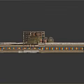 Military Camp Scene Platform With Stone Border Wooden Crates And Fuel Barrels