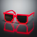 Red Pixel Style Jewelry With Reflective Surface And Modern Fashion Design