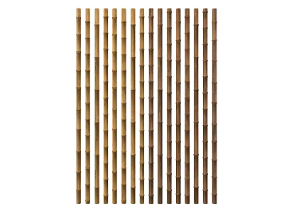 Natural Bamboo Room Divider with Vertical Slats for Interior Design 3d model