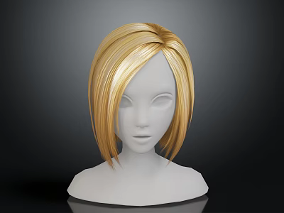 White Mannequin Head With Blonde Short Hair And Smooth Facial Features 3d model