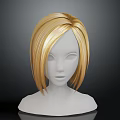 White Mannequin Head With Blonde Short Hair And Smooth Facial Features