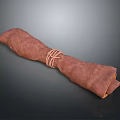 Soft Rolled Brown Fabric Napkin Tied With Natural Rope For Home Use