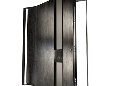 Elegant Modern Wooden Door With Metal Frame And Sleek Design 3d model