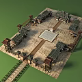 Traditional Chinese Garden Layout With Central Square And Surrounding Pavilions