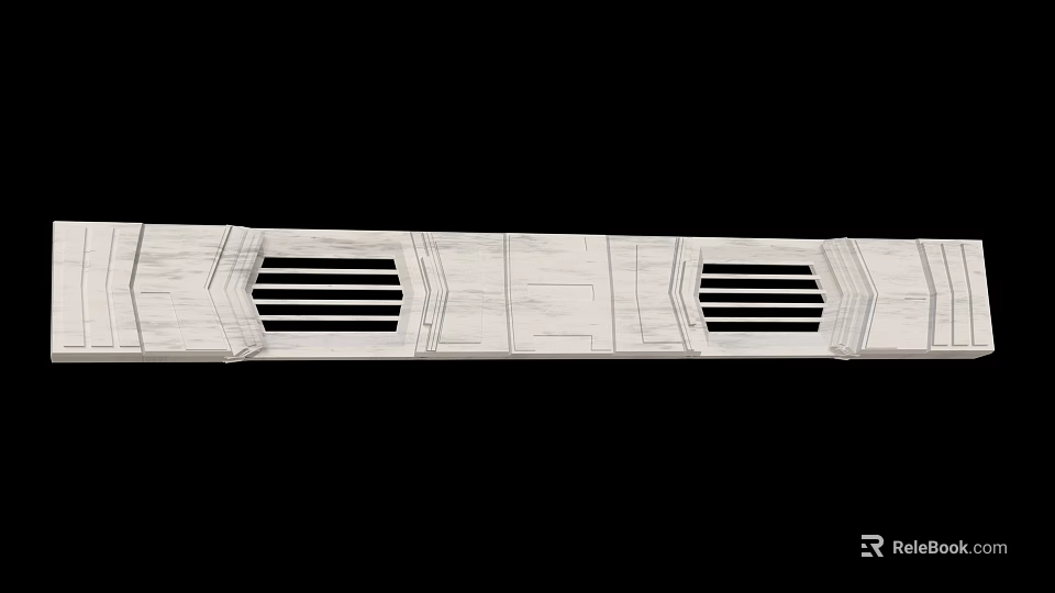 Industrial Equipment Long Mechanical Structure With Ventilation Grilles And Metal Surface 3d model 