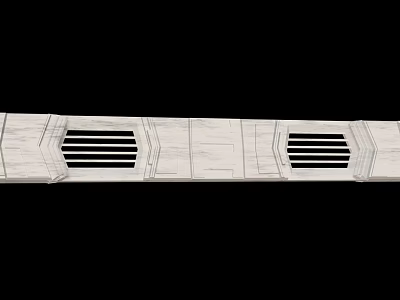 Industrial Equipment Long Mechanical Structure With Ventilation Grilles And Metal Surface 3d model