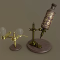Vintage Medical Instrument with Syringe Structure Glass Globe and Wooden Base