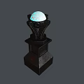 Premium Trophy With Black Carved Base And Glowing Sphere On Decorative Pedestal