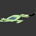 Green Experimental Equipment Featuring Multiple Blade Like Arms Transparent Central Section And Circular Bases