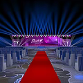 Glamorous Stage Design With Blue Purple Lighting Red Carpet And Steps