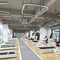 Modern Fitness Gym With Spacious Workout Area Treadmills And Fitness Equipment