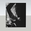 Artistic Black and White Figure Portrait With Curly Hair Holding Wine Glass