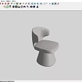 Modern Minimalist Light Gray Leisure Chair With Curved Backrest And Round Base