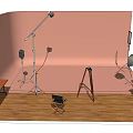 Commercial Photography Studio Equipment With Professional Lights Tripods Microphones Chair And Table
