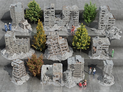 Building Ruins Combination Post-war Ruins Building Ruins Factory Site Ruins Game Scene model